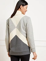 French Terry Colorblock Mockneck Pullover