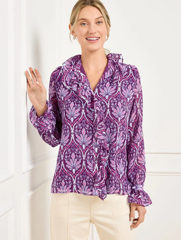 Ruffle Top - Floral Medallion