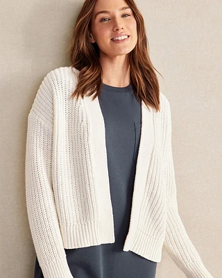 Organic Cotton Linen Shaker Stitch Cardigan