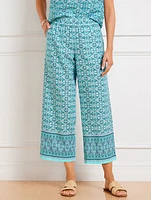 Talbots Nantucket Linen Wide Leg Crop Pants - Oval Medallion