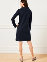 Foldover Collar Knit Shift Dress