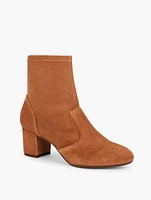 Pardo Suede Stretch Block Heel Booties