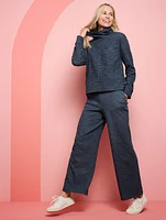 AirKnit Stretch Funnel Neck Top - Indigo Heather