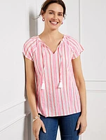 Flutter Sleeve Top - Breezy Stripe