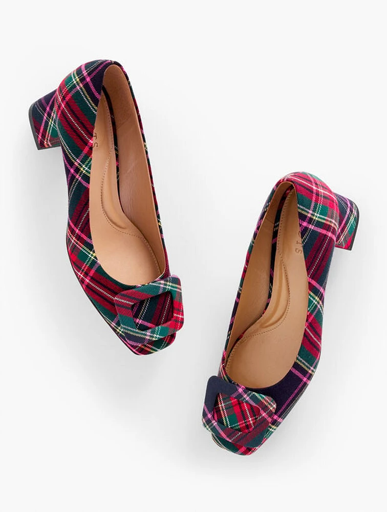 Carlye Buckle Pumps - Dashing Plaid