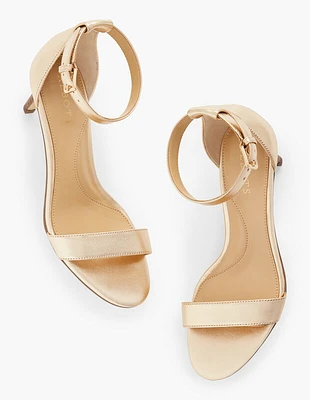 Trulli Metallic Leather Ankle Strap Sandals