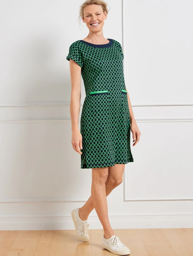 Cable Jacquard Short Sleeve Dress