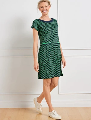 Cable Jacquard Short Sleeve Dress