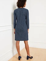 Button A-Line Dress - Tweedy Check