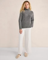 Marled Knit Turtleneck Sweater