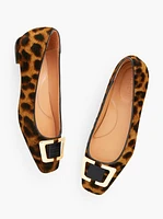 Sutton Buckle Flats - Leopard Calf Hair