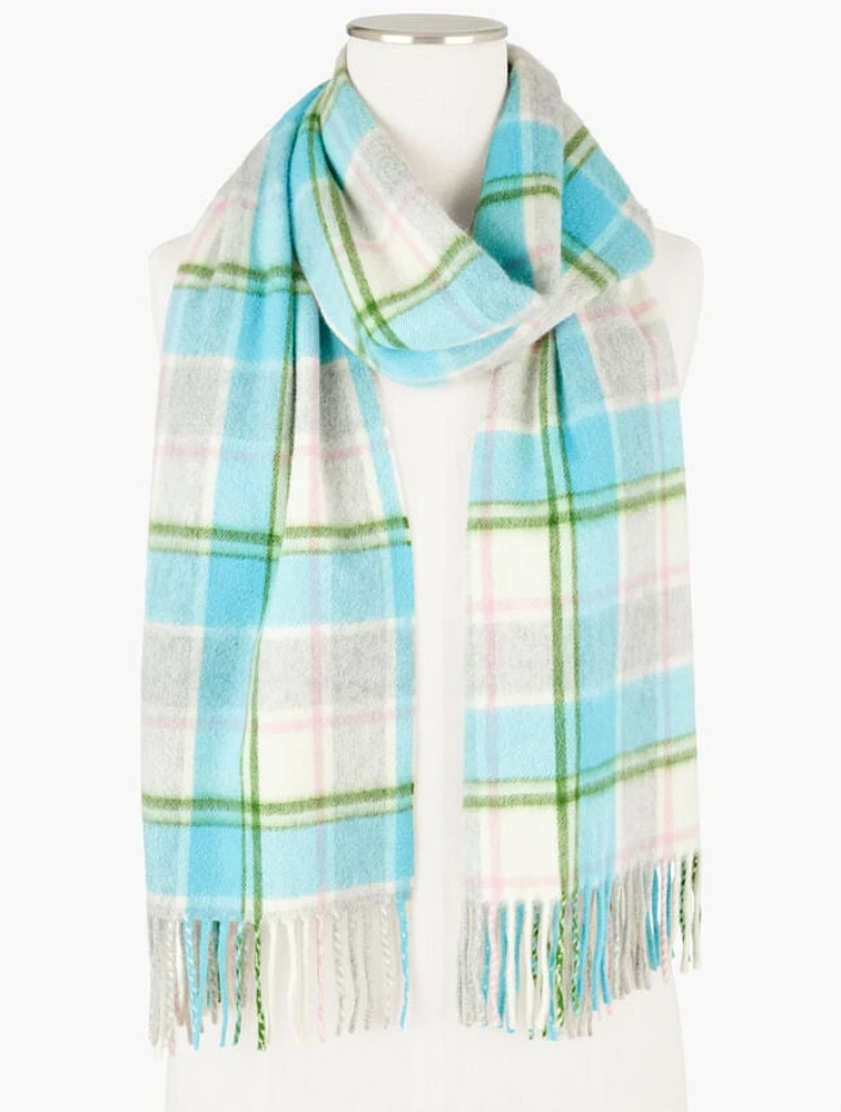 Cashmere Waterweave Scarf - Glacier Plaid