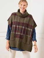 Plaid Turtleneck Poncho