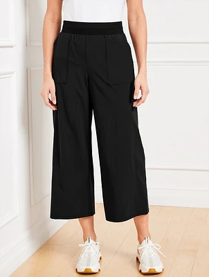 Lightweight Woven Stretch Wide Leg Ankle Pants