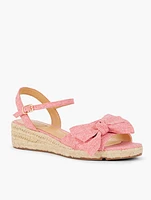 Pamela Bow Linen Espadrille Wedge Sandals