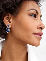 Bezel Set Oval Drop Earrings