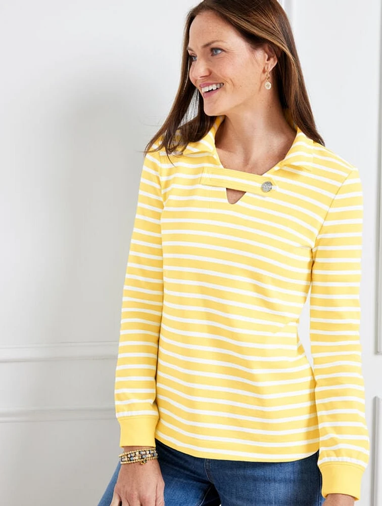 Stripe Collar Sweatshirt