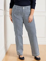 Wide Leg Trouser Jeans - Railroad Stripe