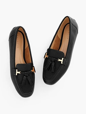 Jessie Tassel Pebble Leather Driving Moccasins