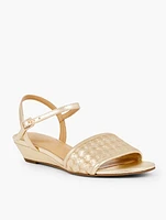 Capri Woven Leather Wedge Sandals