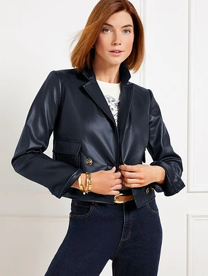 Faux Leather Cropped Jacket