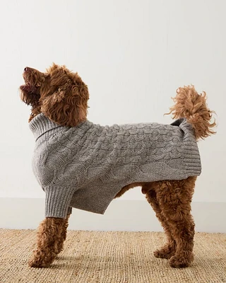 Marled Cashmere Cable Knit Dog Sweater