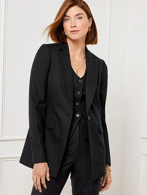 Luxe Wool Blend Blazer - Pinstripe