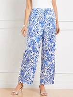 Satin Wide Leg Pants - Painted Paisley