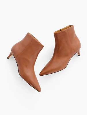 Kait Leather Kitten Heel Booties