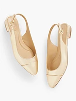 Edison Leather Slingback Flats - Metallic