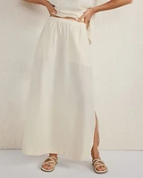 Linen Blend Maxi Shirttail Skirt