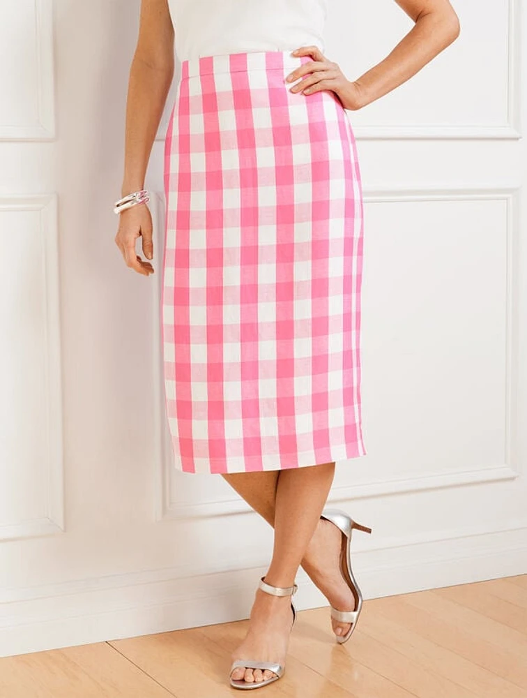 Pencil Midi Skirt - Gingham