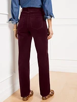 Stretch Corduroy Relaxed Straight Leg Pants - Solids