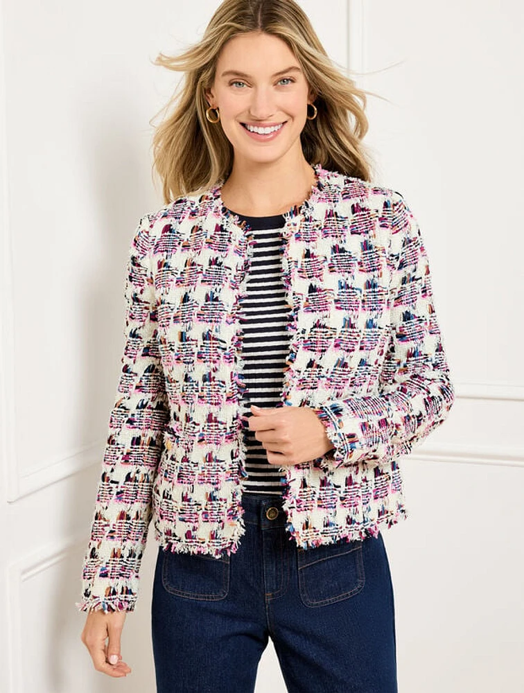 Collarless Tweed Jacket