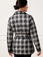 Tie Waist Quilted Shirt Jacket - Traditional Plaid