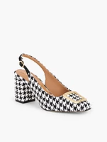 Valerie Square Toe Pumps - Houndstooth