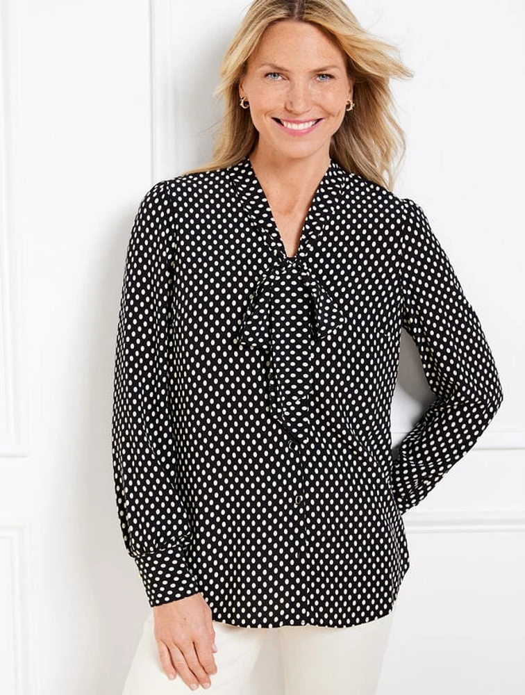 Tie Neck Soft Top - Oval Dot