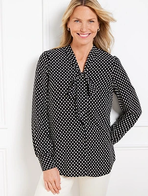 Tie Neck Soft Top - Oval Dot