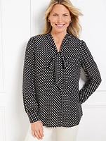 Tie Neck Soft Top - Oval Dot