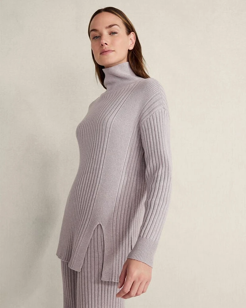 Cotton Cashmere Rib-Knit Tunic