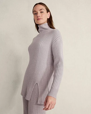 Cotton Cashmere Rib-Knit Tunic