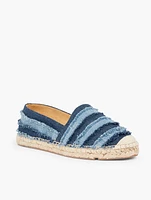 Izzy Fringe Espadrille Flats - Denim