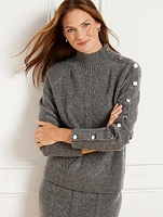 Shoulder Placket Wool Blend Sweater