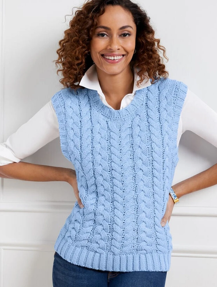 Cable Knit V-Neck Vest