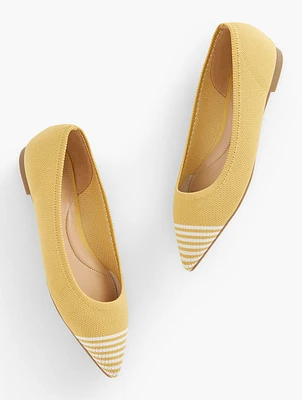 Edwin Knit Pointed Toe Flats - Stripe