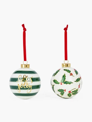 Holly Jolly Ornament Set Of 2