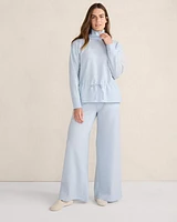 Fleece Drawstring-Waist Mockneck Top