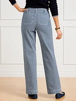 Wide Leg Trouser Jeans - Railroad Stripe