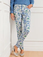 Slim Ankle Jeans - Whimsical Floral Curvy Fit