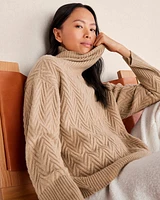 Merino Cashmere Chevron Turtleneck Sweater